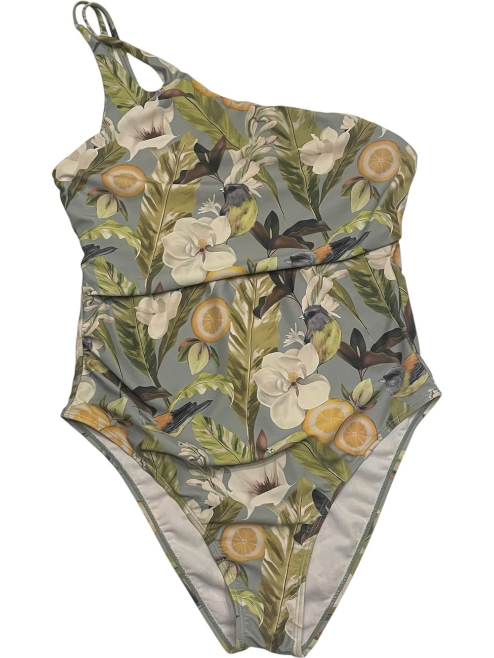 ASOS Tropical Floral & Lemon Print One Piece Swimsuit sz L